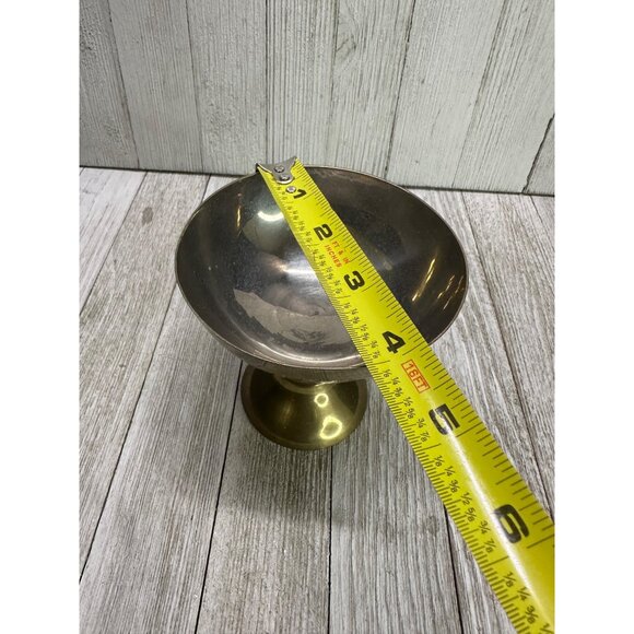 Vintage Set of 6 Etched Brass Footed Goblets Bowls Patina Made in India 4" Tall - Picture 7 of 8